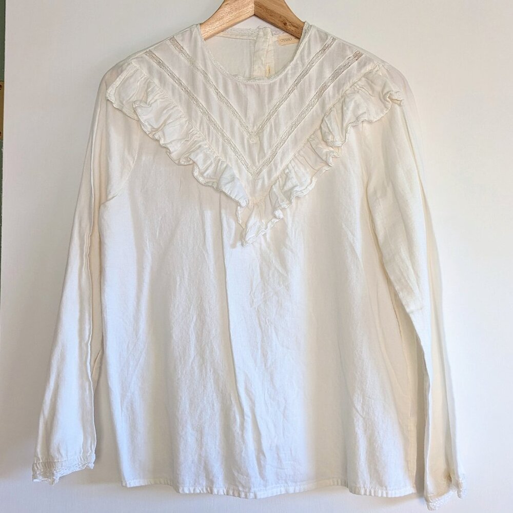 OYSHO Victorian White Cream Blouse Cotton Top Size XS/S